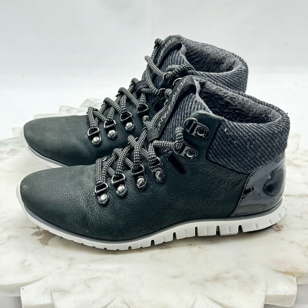 Cole Haan Zerogrand Women's Gray Leather Hiking Boots Lace up Waterproof Sz 7B